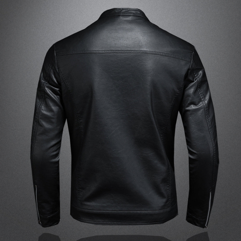 Men’s Leather Jacket | Slim Biker Coat | Stand Collar Casual Style
