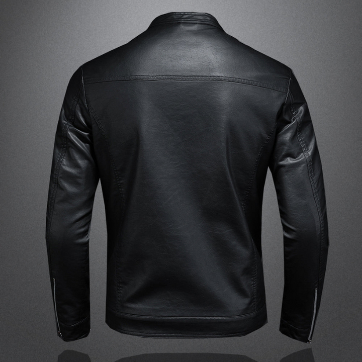 Men’s Leather Jacket | Slim Biker Coat | Stand Collar Casual Style