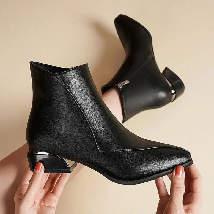 Ankle Boots for Women | Pointed Toe & High Heel | Stylish Comfort | Black PU Leather