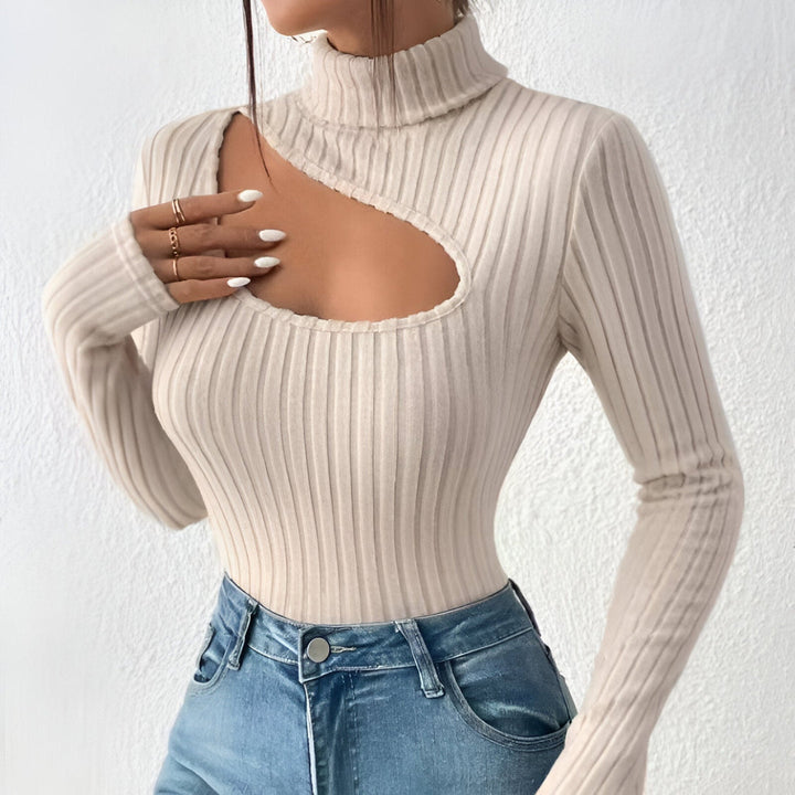 Women's Sweater | Ribbed & Soft | Unique Design with Cut-out Chest | Comfortable Fit