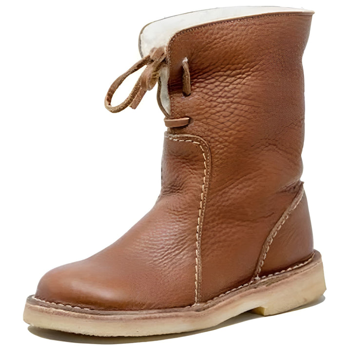 Women’s Snow Boots | Mid-High Lace-Up | Cotton Lined & Leather Upper | Winter Comfort