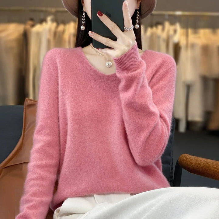 Women’s Knitted Jumper | V-Neck & Long Sleeve | Warm Soft fabrc