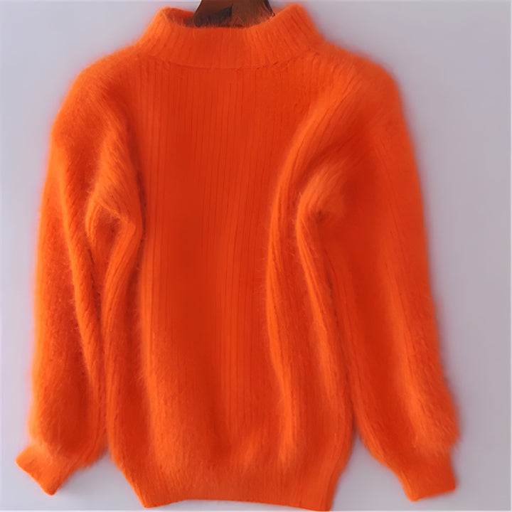 Women’s Turtleneck Sweater | Thick Knit with Lantern Sleeves | Winter Style | Polyester