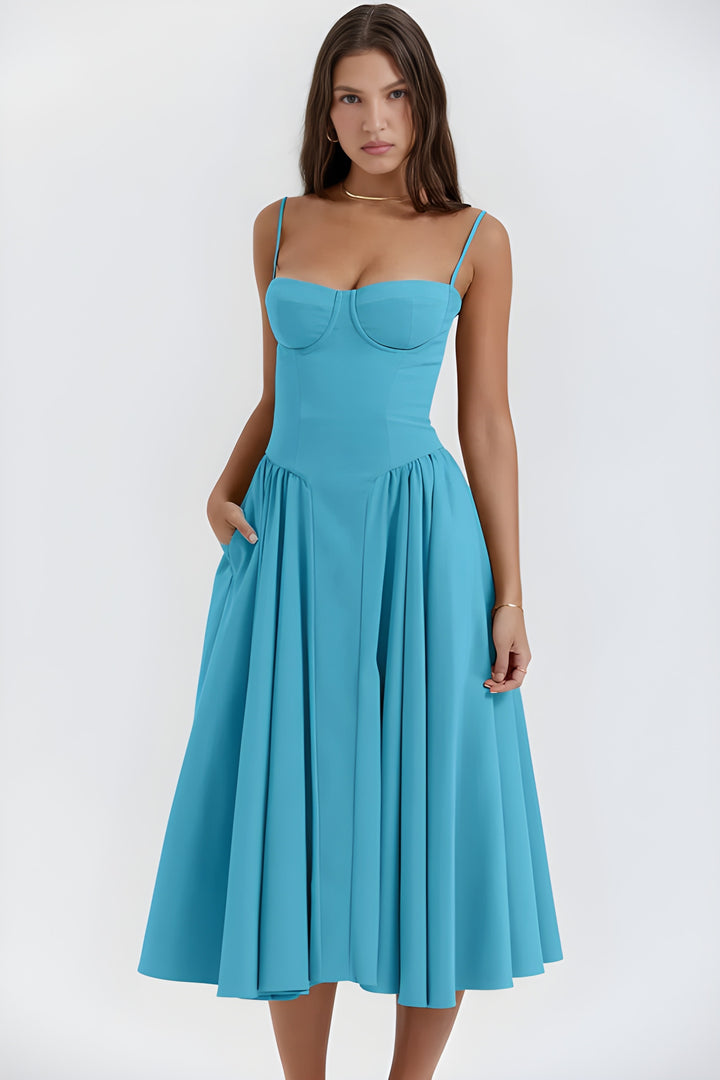 Women's Dress | Spaghetti Strap Retro Style | French Court Look | Polyester Fibre