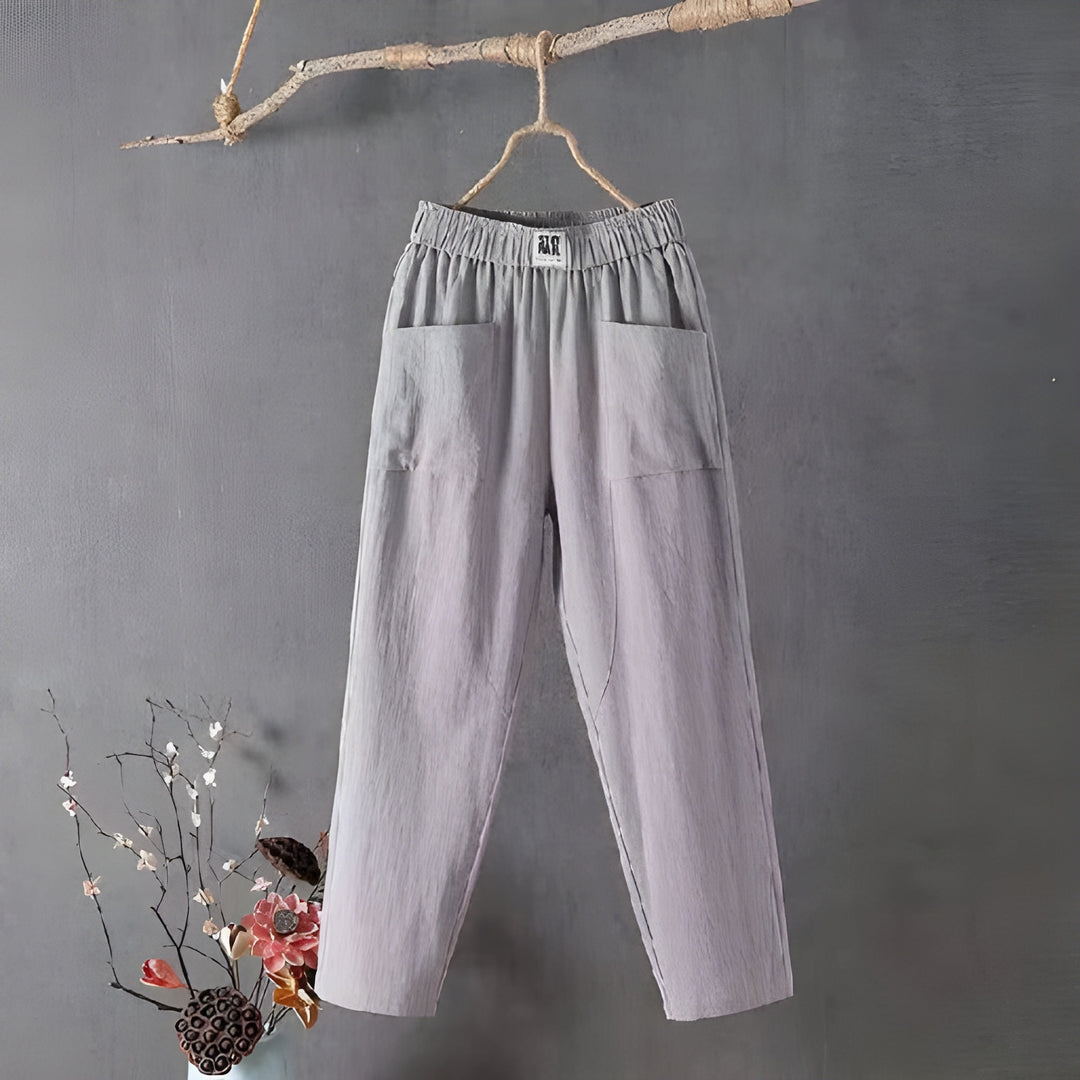 Women’s Trousers | Lightweight Harem Style | Cotton-Linen & Slimming Fit | With Pockets