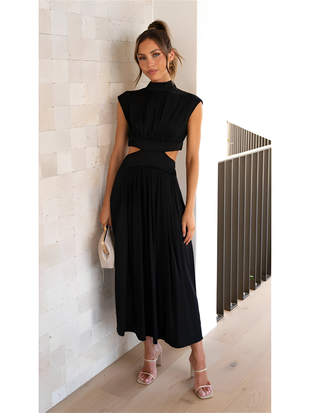 Women’s Maxi Dress | Elegant Style | Sleeveless & Backless with Ruffle Detail | Polyester
