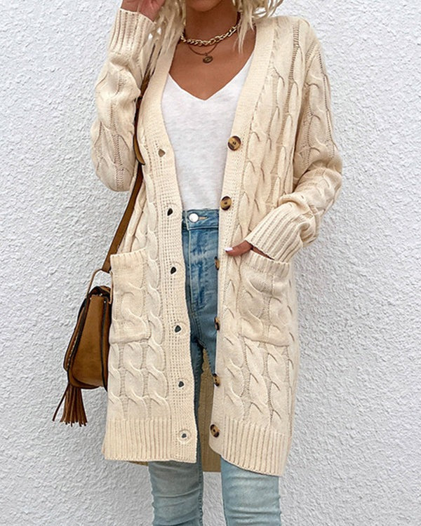 Women’s Cardigan | Long Knit Jumper | Loose Fit with Button Closure