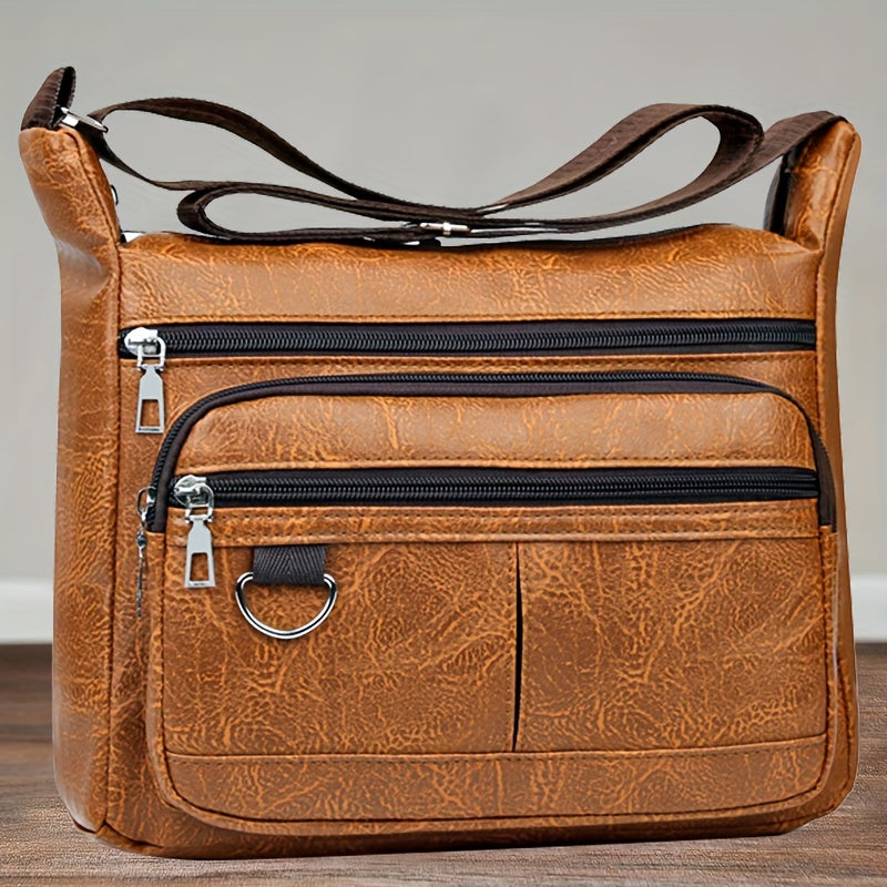 Men's Shoulder Bag | PU Leather | Large Capacity & Adjustable Strap | Casual Design