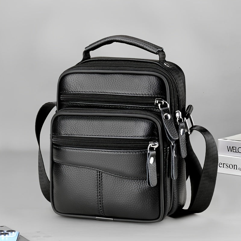Men’s Shoulder Bag | Genuine Cowhide Leather | Adjustable Strap & Functional Design