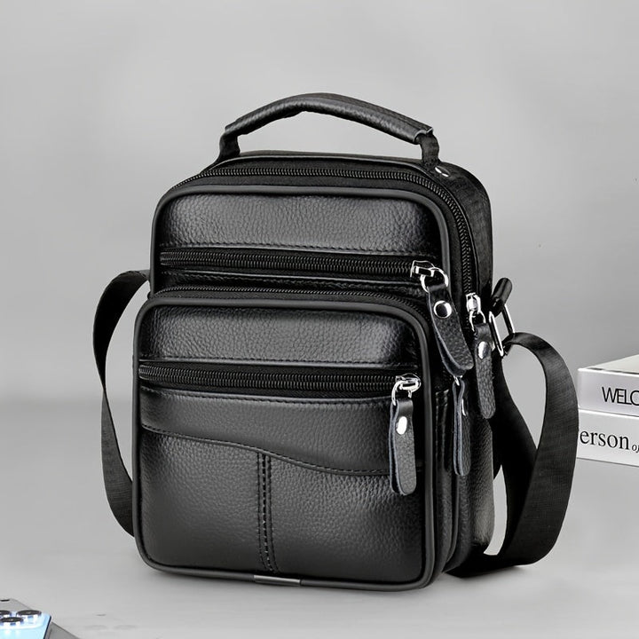 Men’s Shoulder Bag | Genuine Cowhide Leather | Adjustable Strap & Functional Design