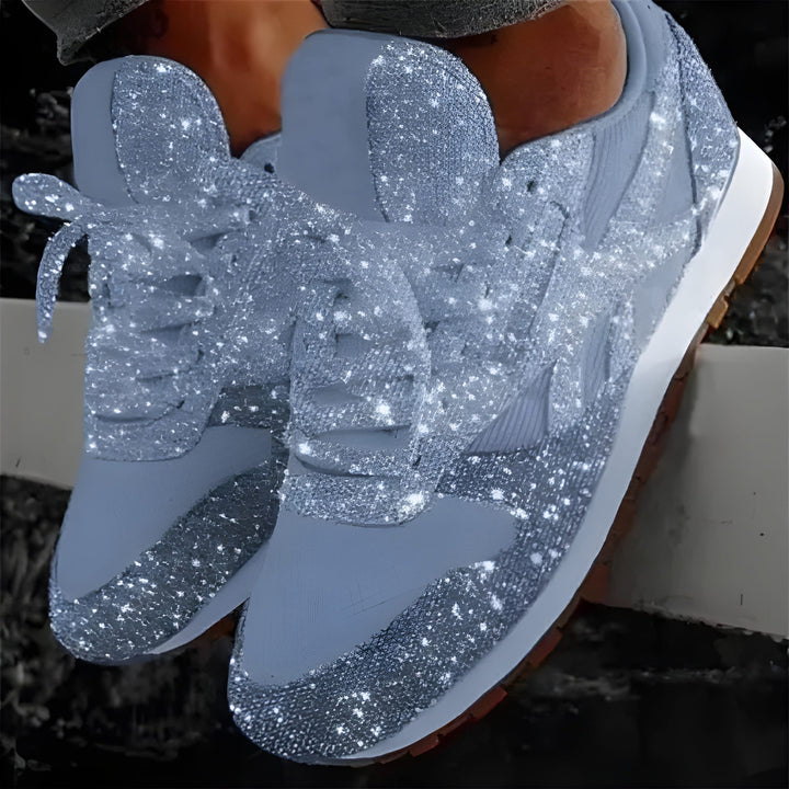 Women’s Trainers | Glitter Mesh Sneakers | Casual Lace-Up Shoes