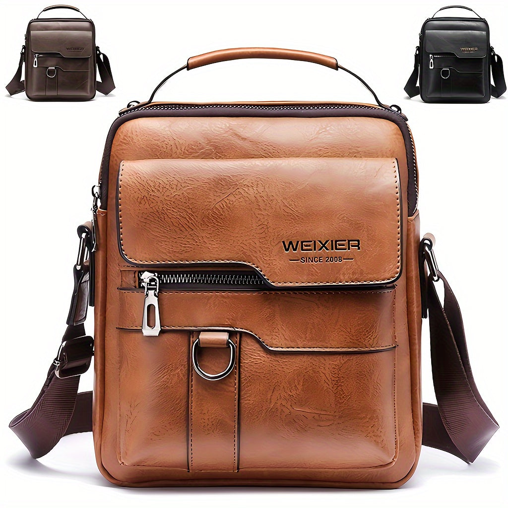 Men’s Shoulder Bag | Vintage Crossbody | Multiple Compartments | Adjustable Strap