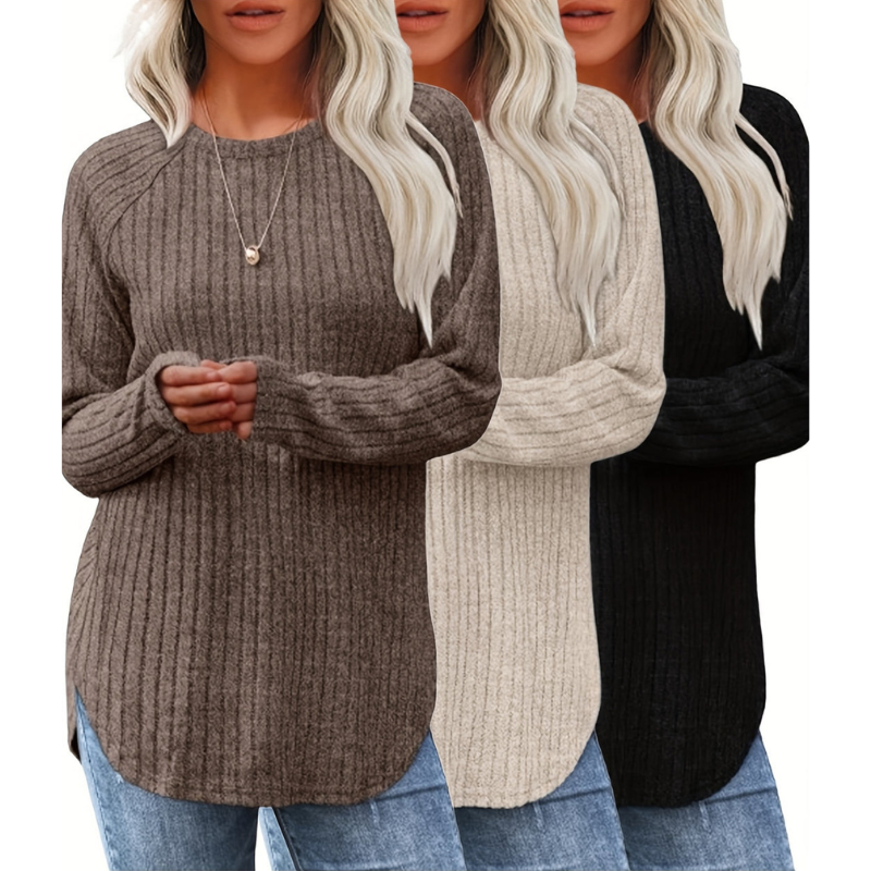 Women’s Jumpers | Causual Clothing | Round Neck | 3 PCS