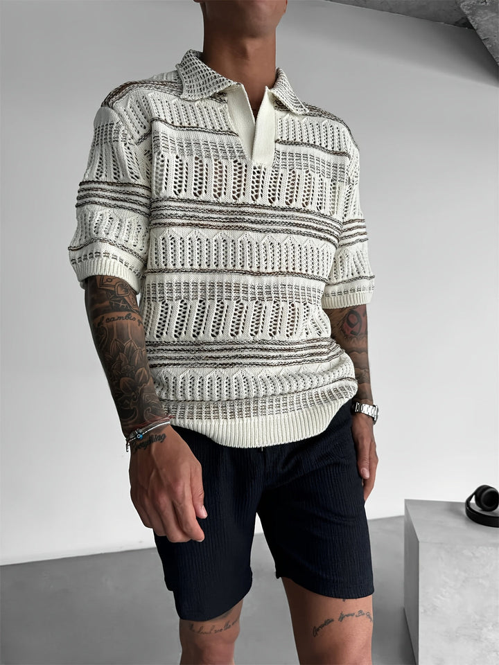 Men’s Polo | Knitted & With Cut-Out Details | Streetwear Style | For Autumn & Winter