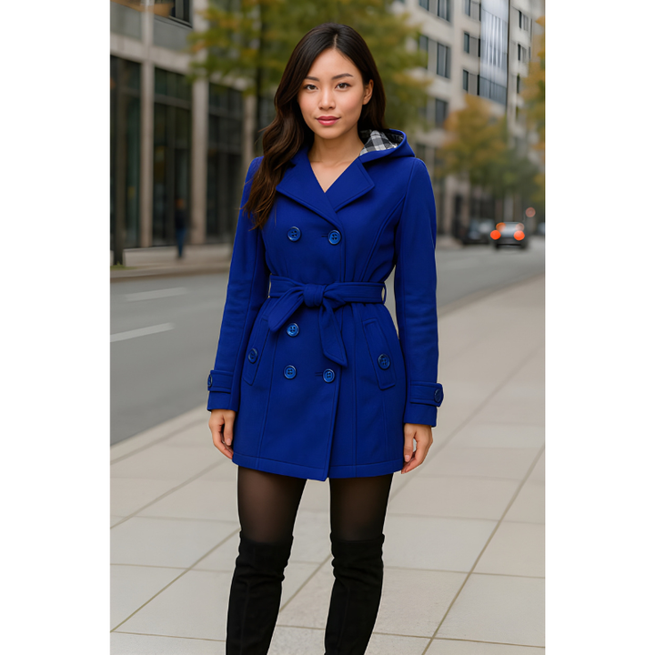 Women’s Jacket | Hooded Belted Coat | Elegant Clothing