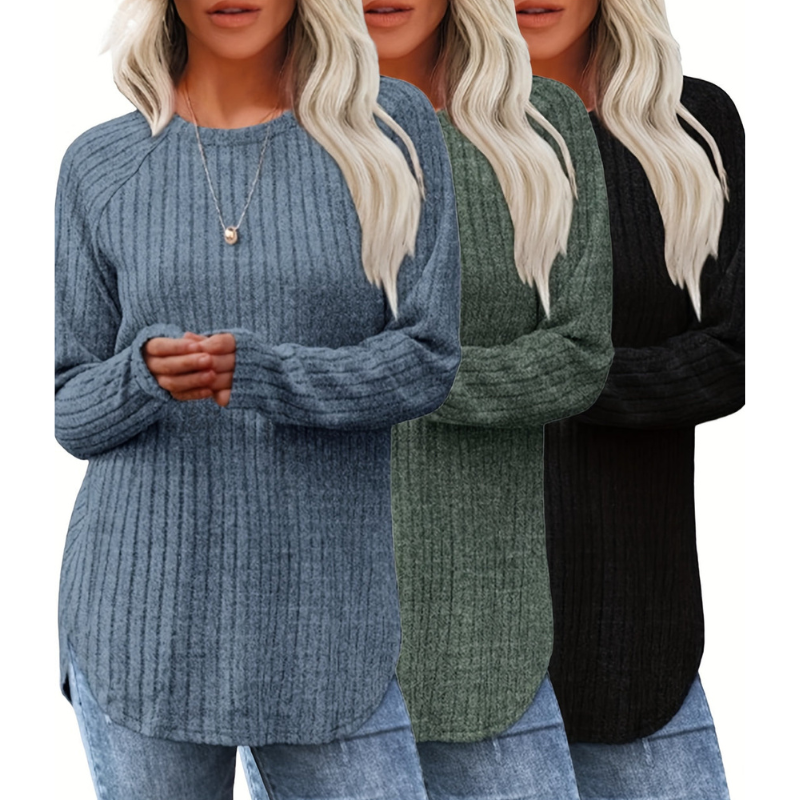 Women’s Jumpers | Causual Clothing | Round Neck | 3 PCS