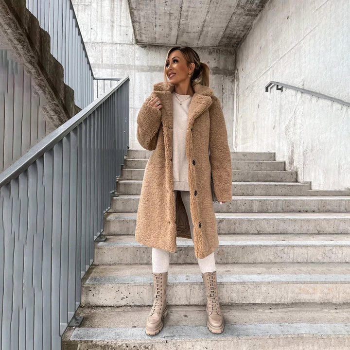 Women’s Jacket | Long Sleeves & Folded Collar | Single-Breasted & Soft Knit