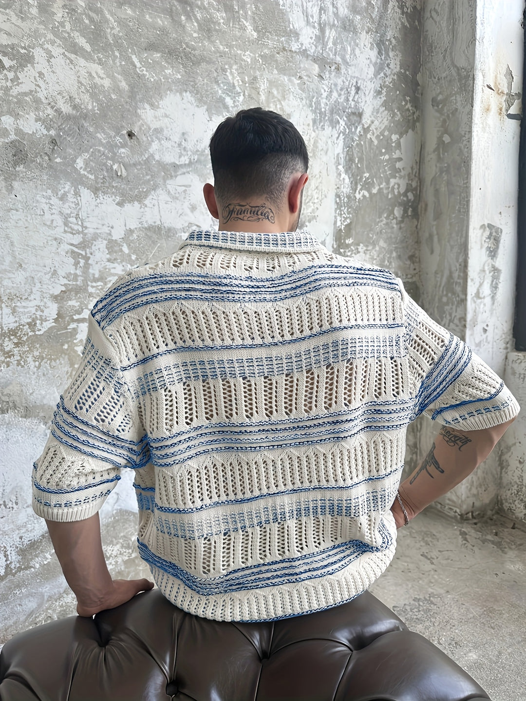 Men’s Polo | Knitted & With Cut-Out Details | Streetwear Style | For Autumn & Winter