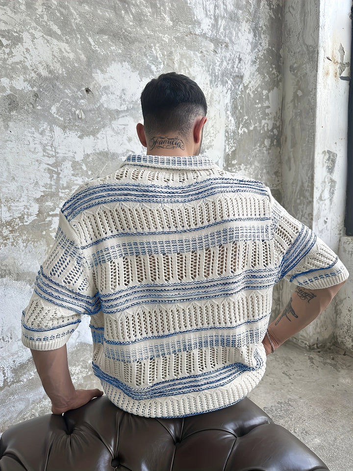 Men’s Polo | Knitted & With Cut-Out Details | Streetwear Style | For Autumn & Winter