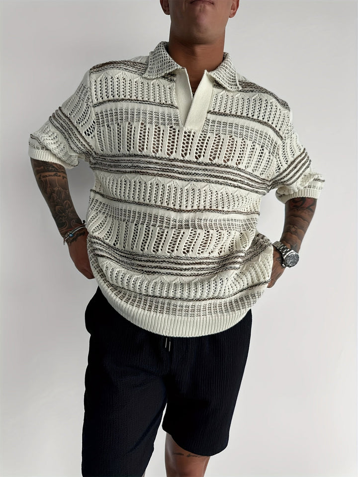 Men’s Polo | Knitted & With Cut-Out Details | Streetwear Style | For Autumn & Winter