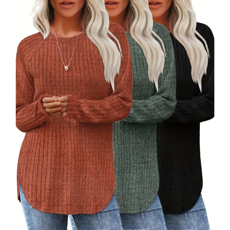 Women’s Jumpers | Causual Clothing | Round Neck | 3 PCS