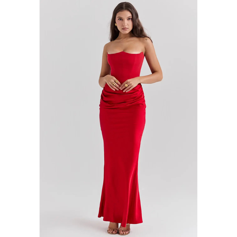 Women's Maxi Dress | Strapless Evening Silhouette | Elegant Dresses
