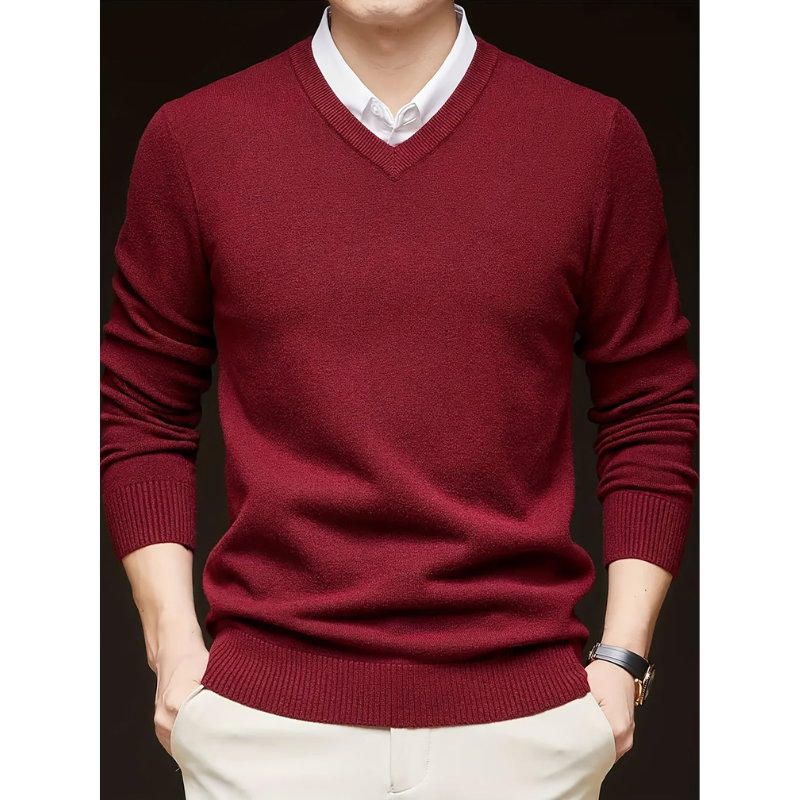 Men’s Sweatshirt | Warm Knit V Neck Jumper | Mens Clothing