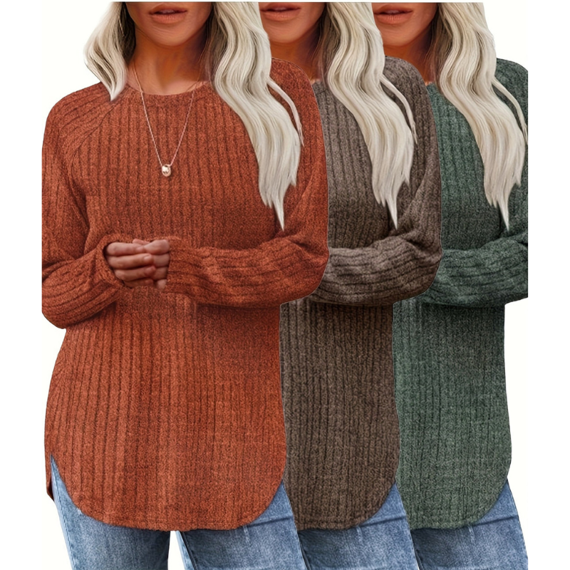 Women’s Jumpers | Causual Clothing | Round Neck | 3 PCS