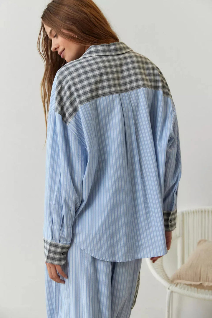 Pyjamas Set | Soft Plaid Patchwork Design | Relaxed Womens Clothing