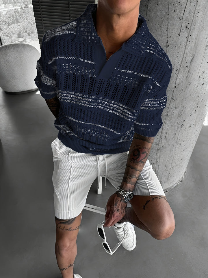 Men’s Polo | Knitted & With Cut-Out Details | Streetwear Style | For Autumn & Winter