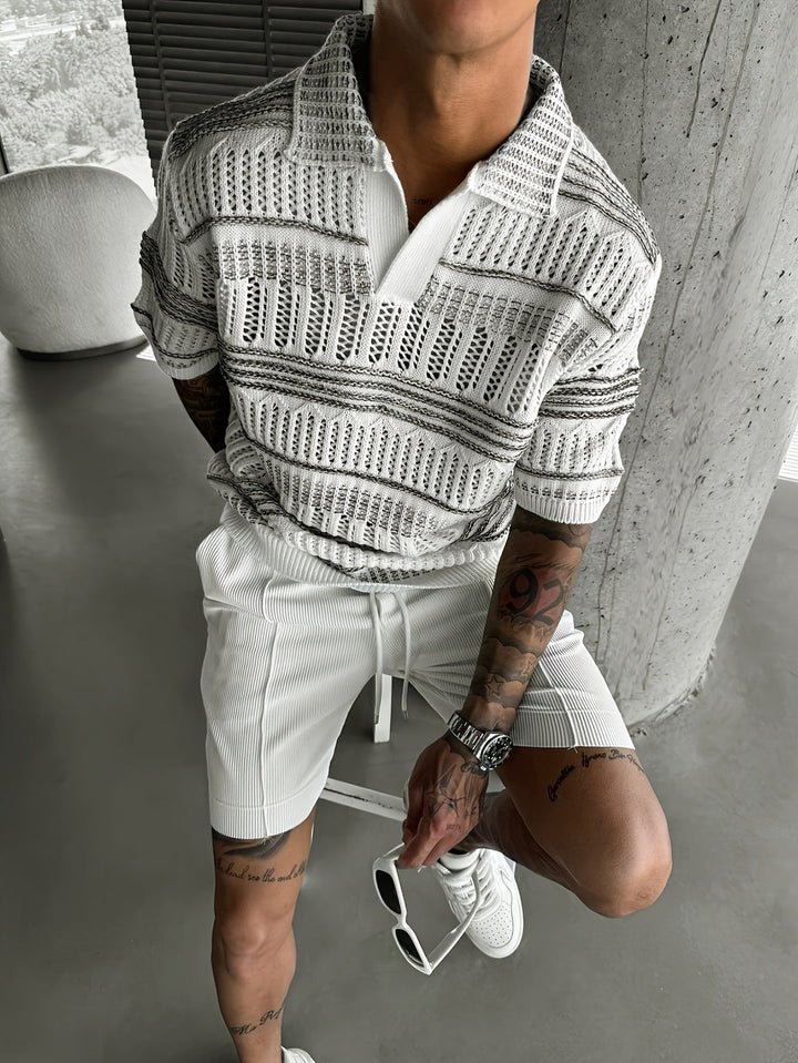 Men’s Polo | Knitted & With Cut-Out Details | Streetwear Style | For Autumn & Winter