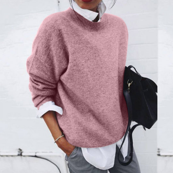 Women’s Jumper | Lapel Patchwork Knit | Lightweight Long Sleeve Top