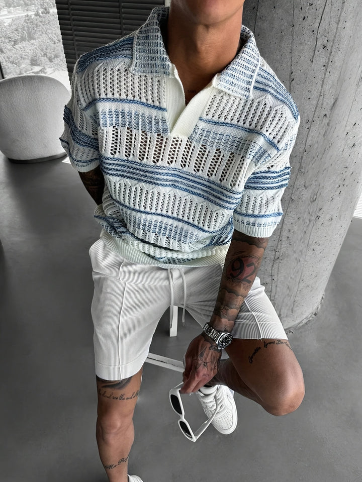 Men’s Polo | Knitted & With Cut-Out Details | Streetwear Style | For Autumn & Winter