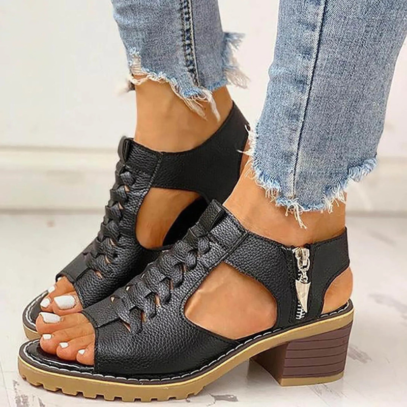 Women’s Shoes | Square Chunky Heel | Open Toe Wedge