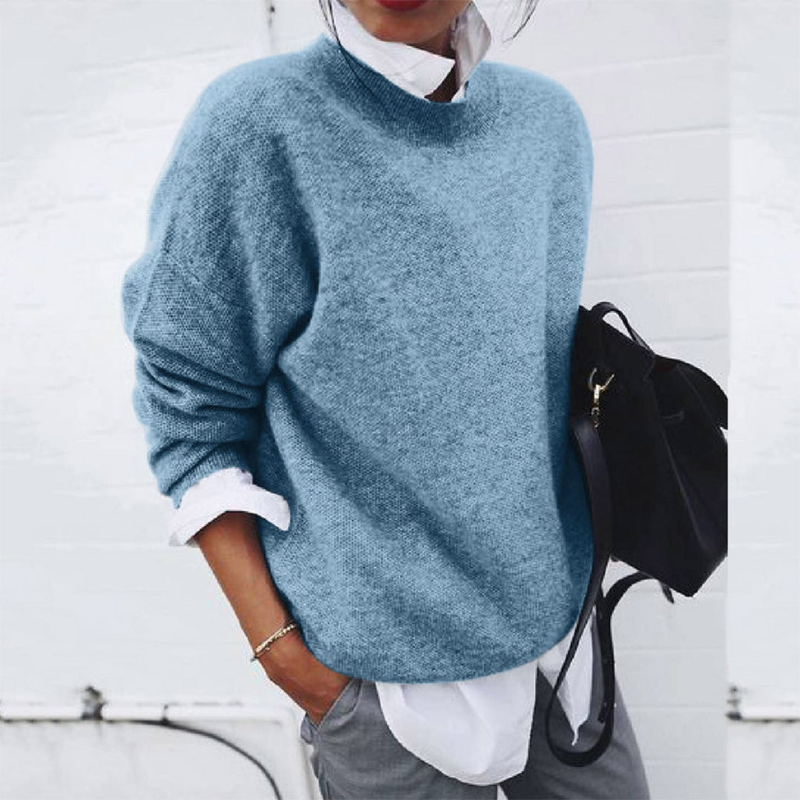 Women’s Jumper | Lapel Patchwork Knit | Lightweight Long Sleeve Top