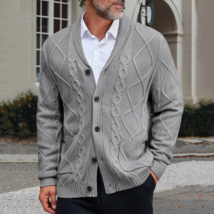 Men’s Cardigan | Cable Knit Button Sweater | Classic Mens Clothing
