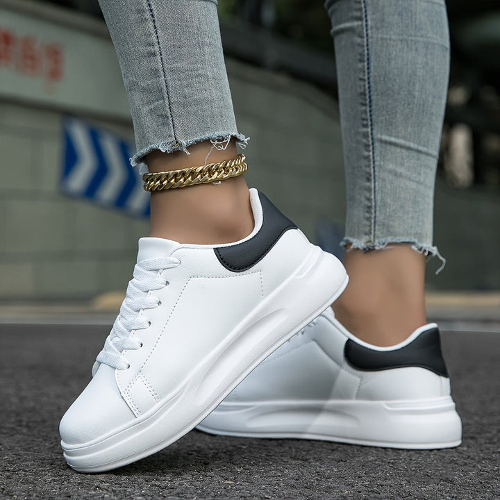 Women’s Trainers | White Faux Leather Sneakers | Casual Shoes