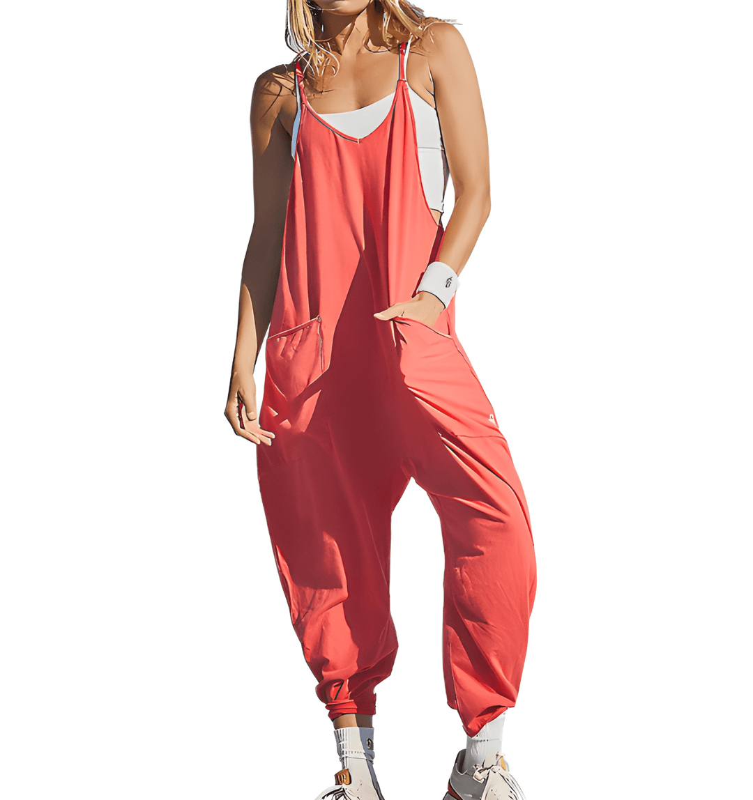 Women’s Jumpsuit | Streetwear Style | One-Piece with Pockets | Polyester Knit