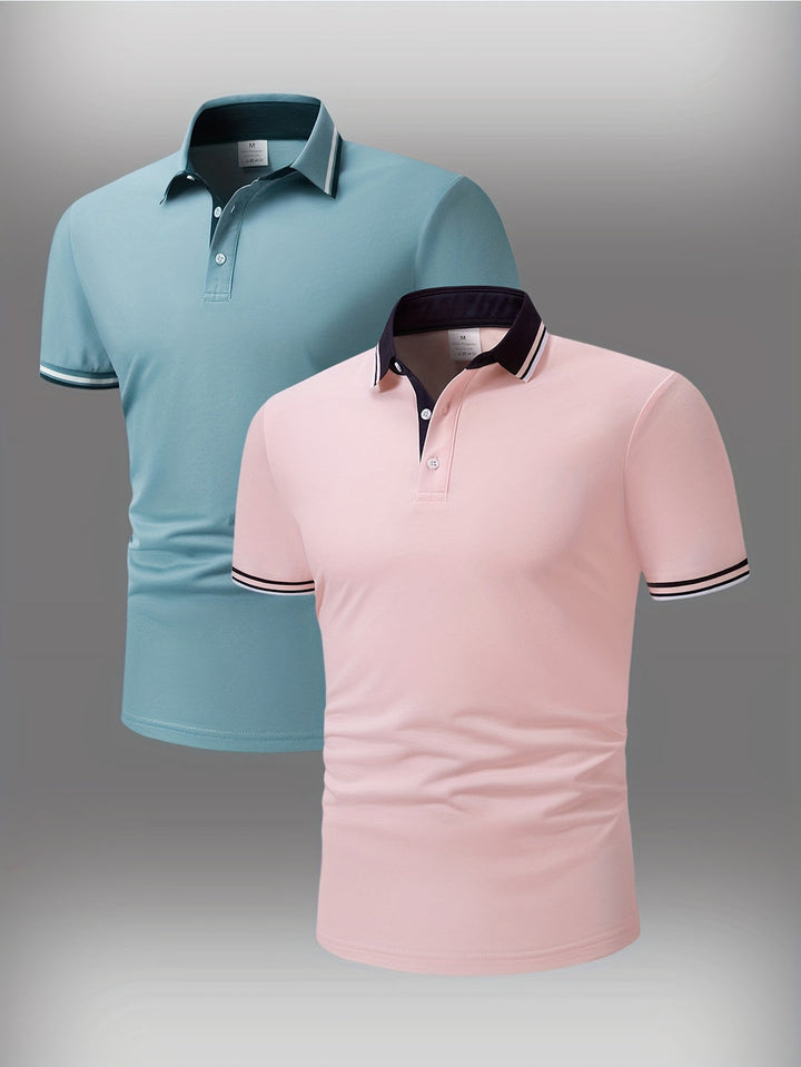 Men's Shirt Set| Contrasting Collar | Lightweight & Summer-Ready | 2-Pack