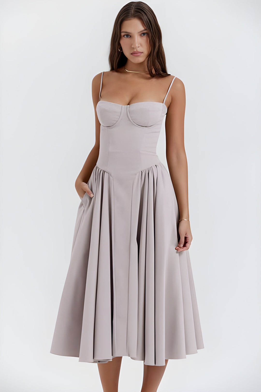 Women's Dress | Spaghetti Strap Retro Style | French Court Look | Polyester Fibre