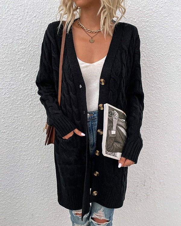 Women’s Cardigan | Long Knit Jumper | Loose Fit with Button Closure