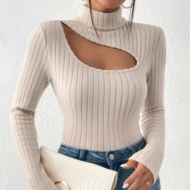 Women's Sweater | Ribbed & Soft | Unique Design with Cut-out Chest | Comfortable Fit
