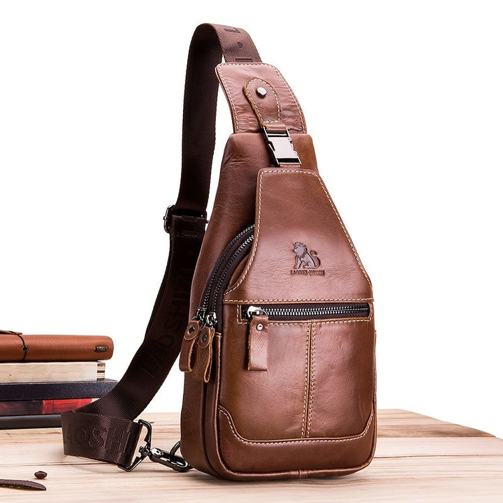 Men’s Shoulder Bag | Retro Style | Multiple Compartments | Cowhide Leather