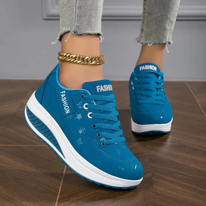 Women’s Trainers | PU Leather Platform Sneakers | Casual Shoes