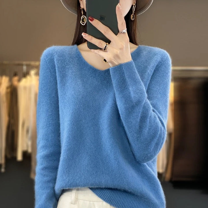 Women’s Knitted Jumper | V-Neck & Long Sleeve | Warm Soft fabrc