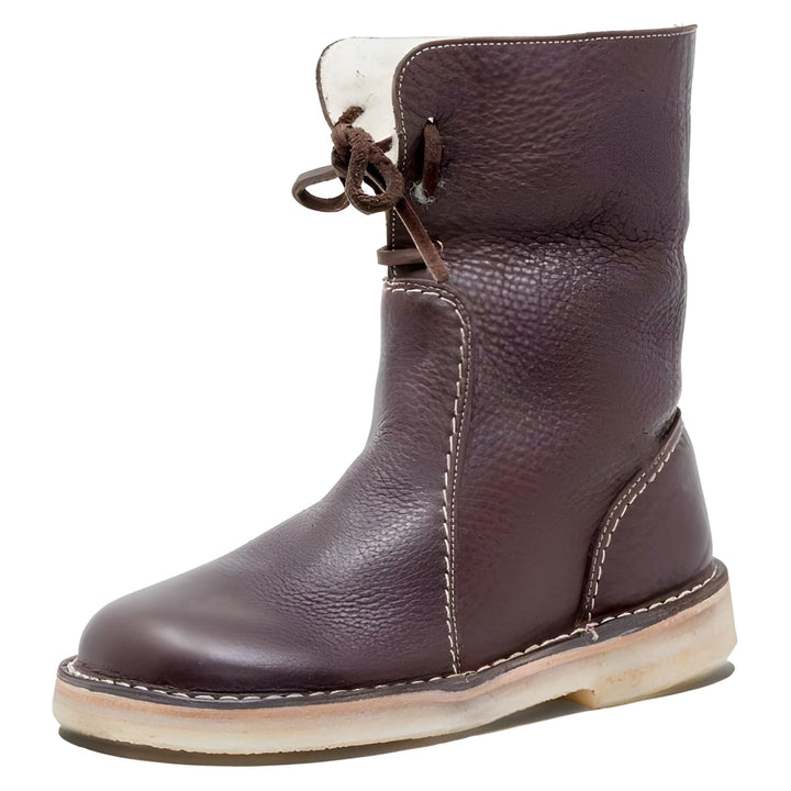 Women’s Snow Boots | Mid-High Lace-Up | Cotton Lined & Leather Upper | Winter Comfort