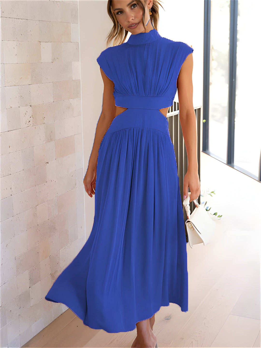 Women’s Maxi Dress | Elegant Style | Sleeveless & Backless with Ruffle Detail | Polyester
