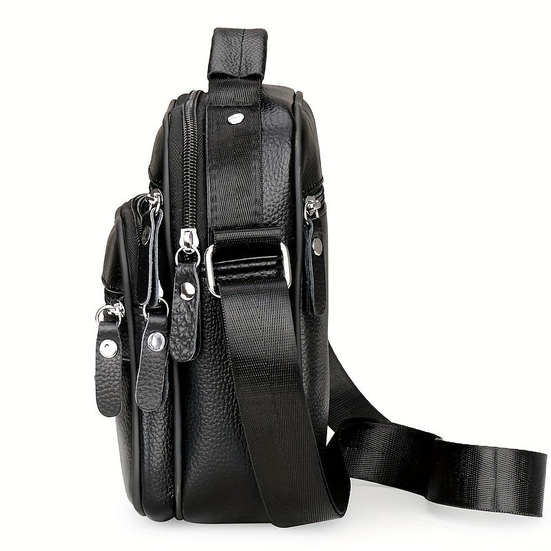 Men’s Shoulder Bag | Genuine Cowhide Leather | Adjustable Strap & Functional Design