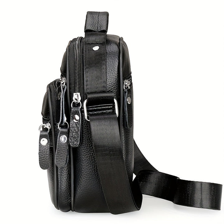 Men’s Shoulder Bag | Genuine Cowhide Leather | Adjustable Strap & Functional Design