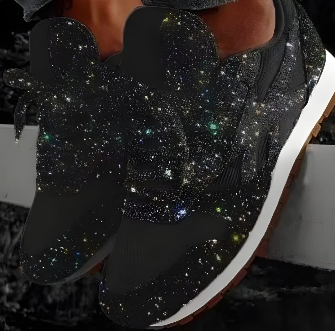 Women’s Trainers | Glitter Mesh Sneakers | Casual Lace-Up Shoes
